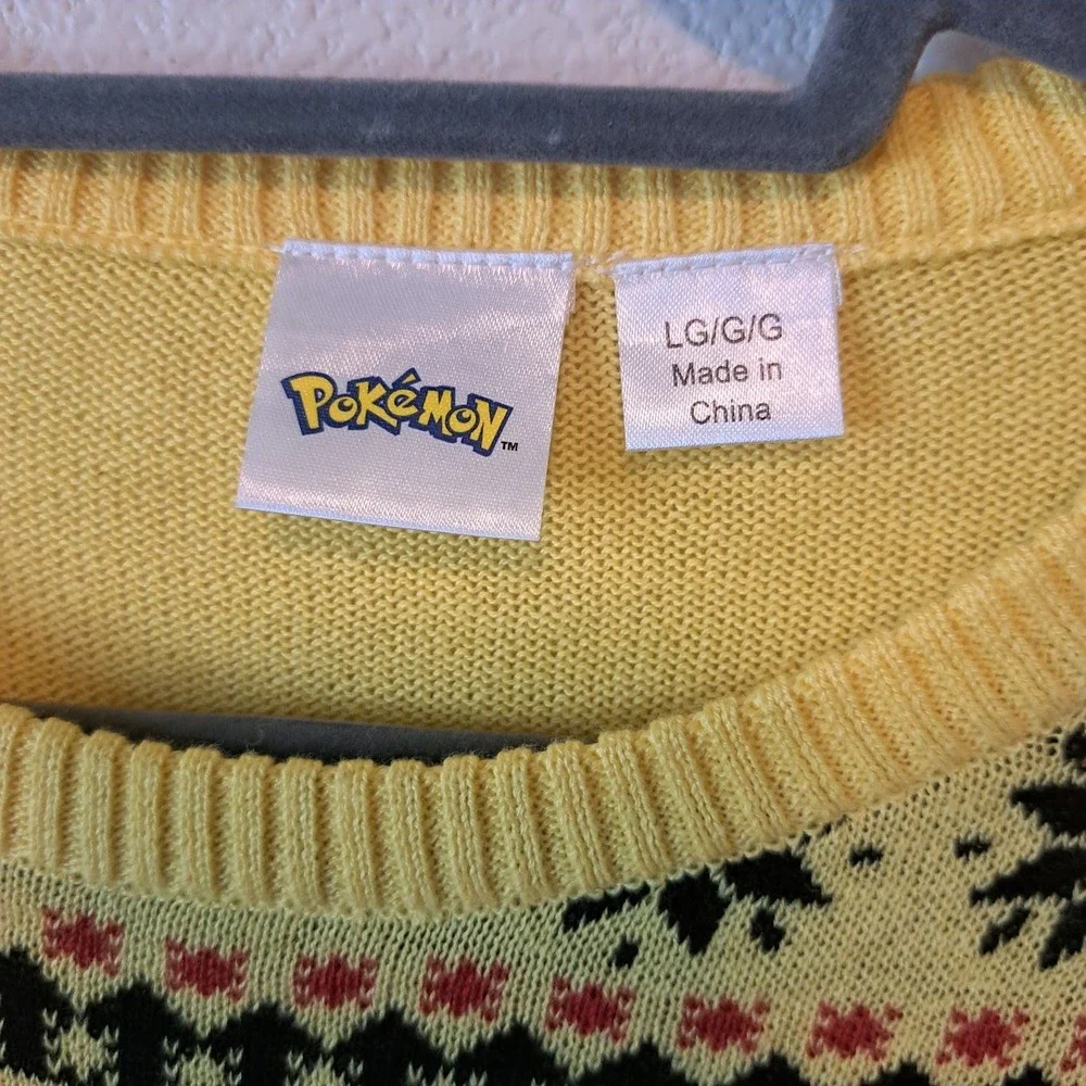 Pokemon Pikachu Kids Yellow Fair Isle Holiday Sweater Size Large LG